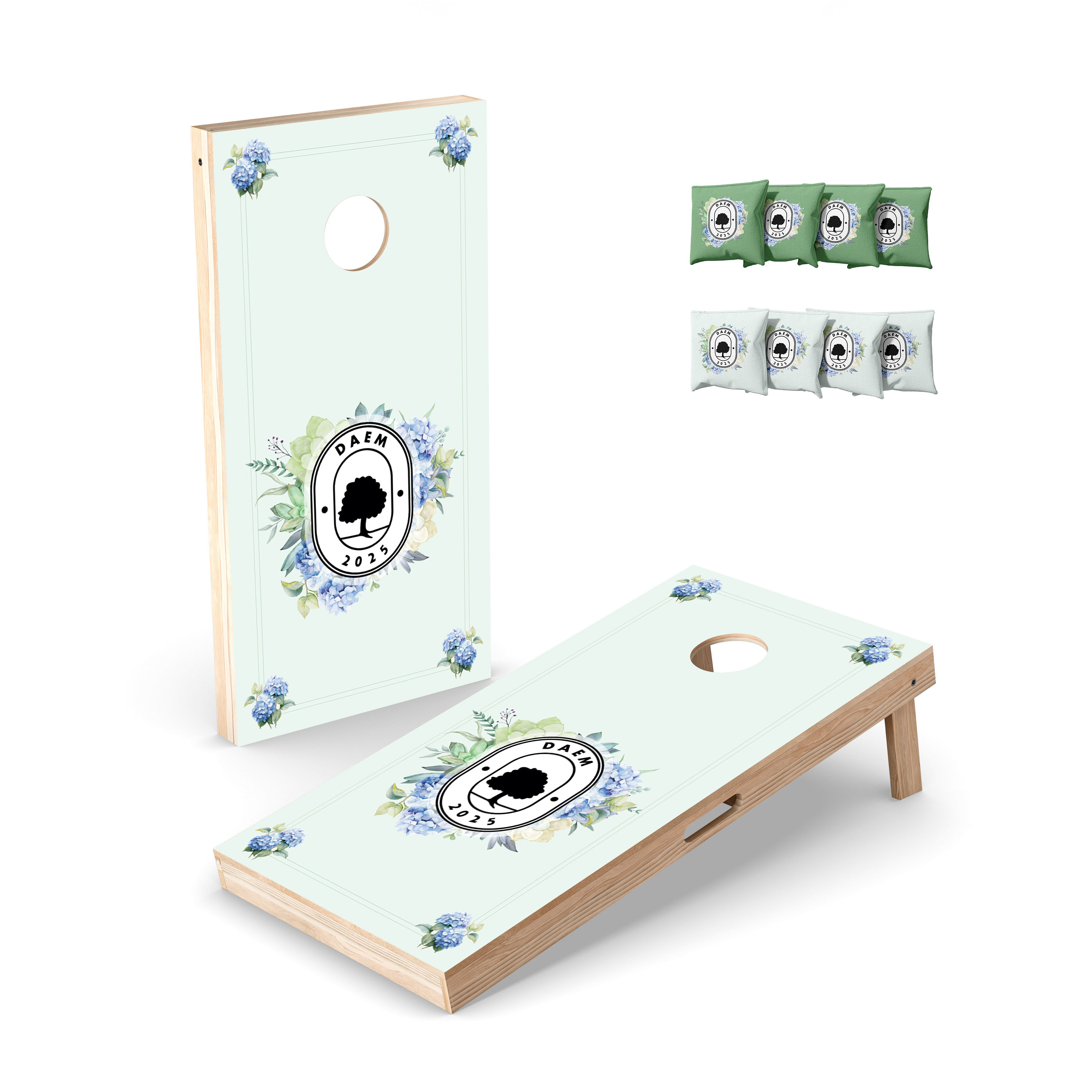 Set cornhole lors d'un événement avec invités jouant